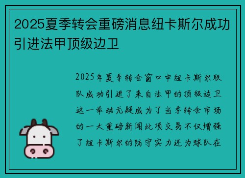 2025夏季转会重磅消息纽卡斯尔成功引进法甲顶级边卫